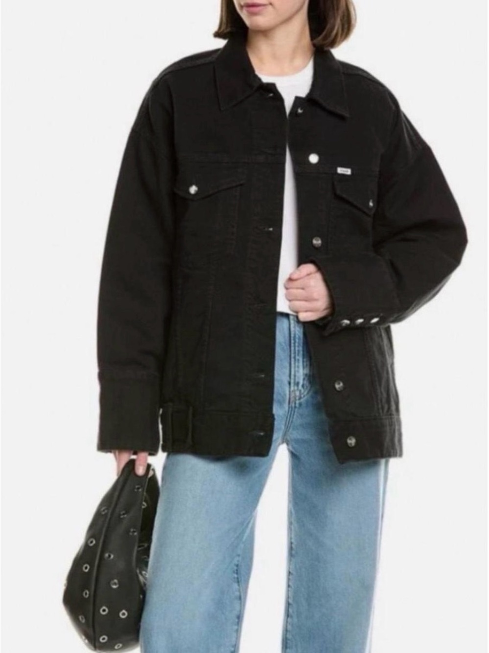 STAUD x Wrangler The Biggest Jean Jacket Oversized Black Denim Western